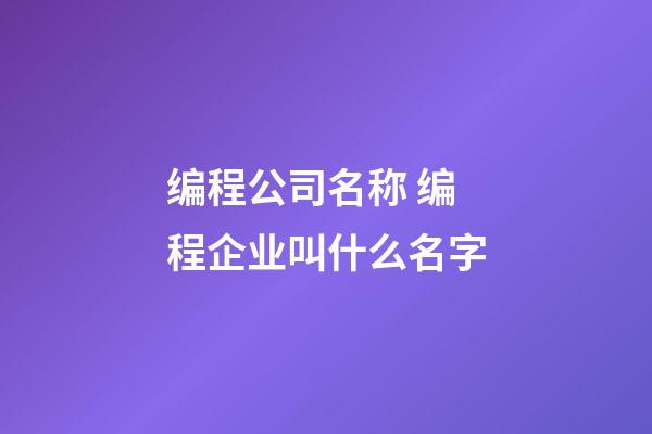 编程公司名称 编程企业叫什么名字-第1张-公司起名-玄机派